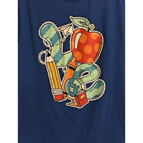 Teacher Valentines Day Love Royal Blue Unisex Size S Heavy Cotton T-Shirt - Picture 2 of 7